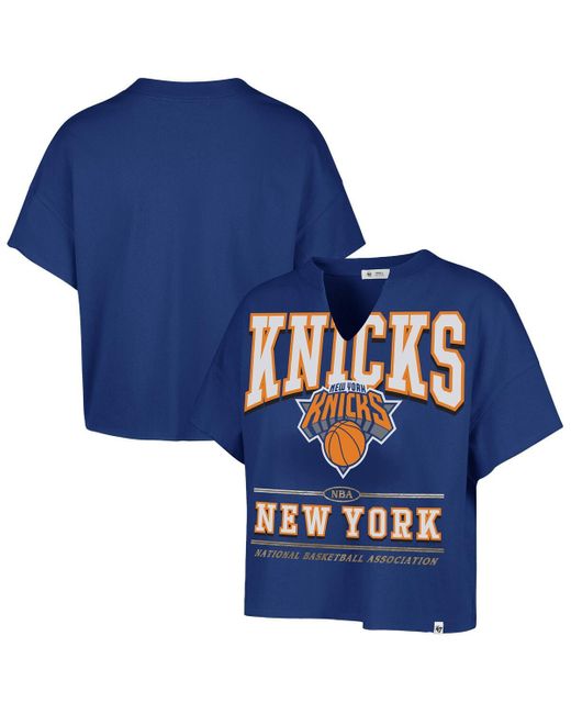 '47 Blue New York Knicks Elation Oversized Notch Neck T-shirt