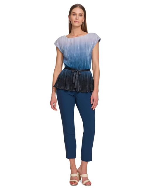DKNY Blue Pleated Ombre Blouse