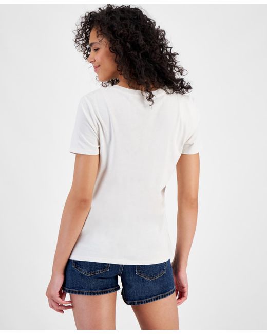 Guess White Embroidered Tiger Daisy Short-sleeve T-shirt