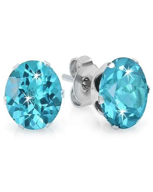 Steeltime Blue Simulated Diamonds Stainless Steel Stud Earrings