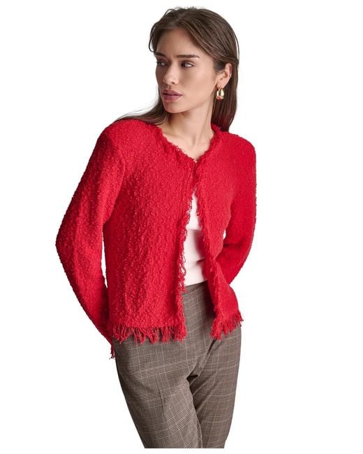 BCBGMAXAZRIA Red Open-front Long-sleeve Jacket