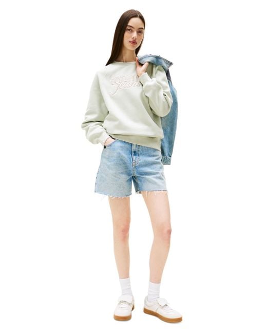 Tommy Hilfiger White Script Logo Crewneck Sweatshirt