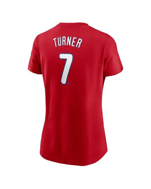 Nike Red Trea Turner Philadelphia Phillies Fuse Name Number T-shirt