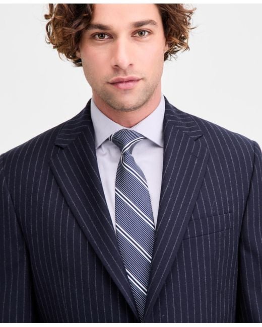 Michael Kors Blue Classic Fit Wool-blend Pinstripe Suit Separate Jacket for men