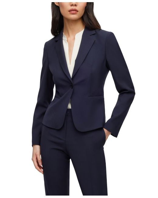 Boss Blue Boss By Virgin Wool Regular-fit Button-up Jacket