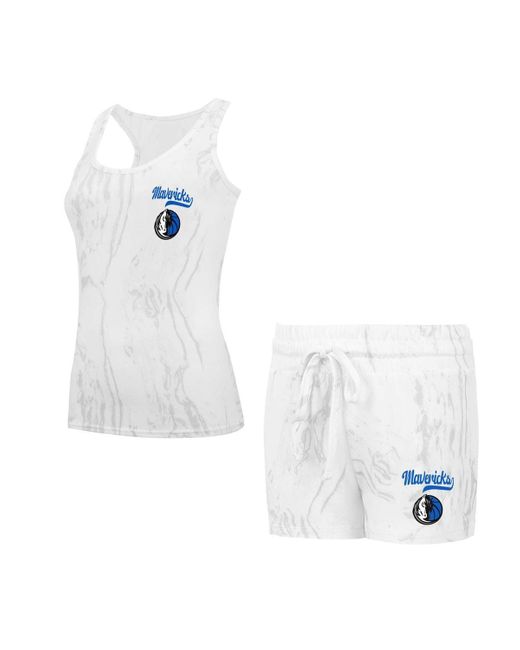 Concepts Sport White Dallas Mavericks Quartz Tank Top Shorts Set