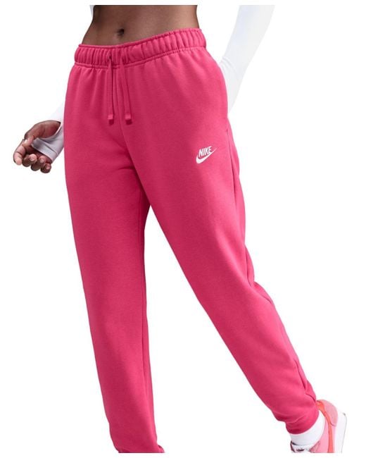 Nike Red Sportswear Club Fleece Mid-rise joggers