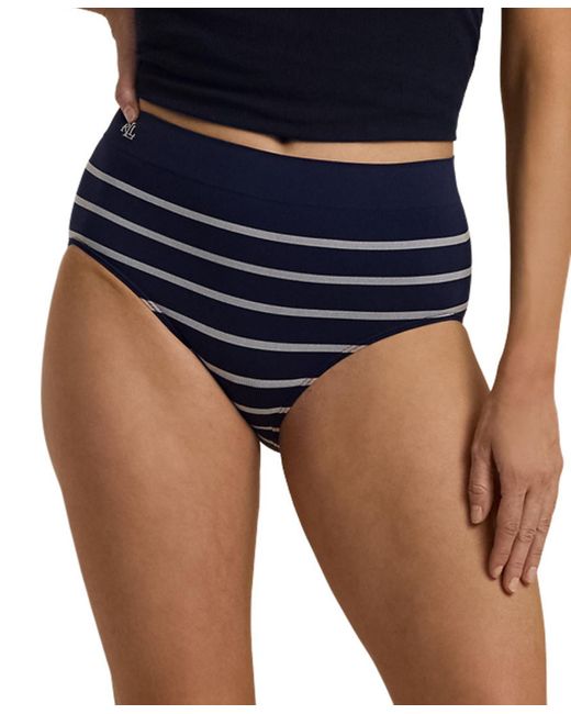 Lauren by Ralph Lauren Blue Seamless Striped Jersey High-rise Brief Underwear
