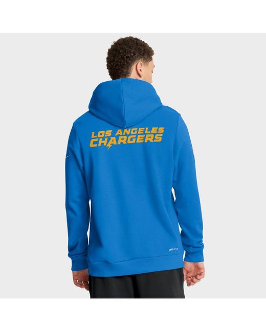 Nike Blue Los Angeles Chargers Sideline Initial Home Performance Pullover Hoodie for men
