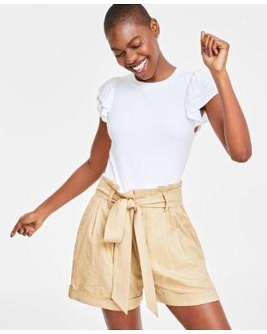 On 34th Natural Flutter Sleeve Top Created For Macys Xxs 4x