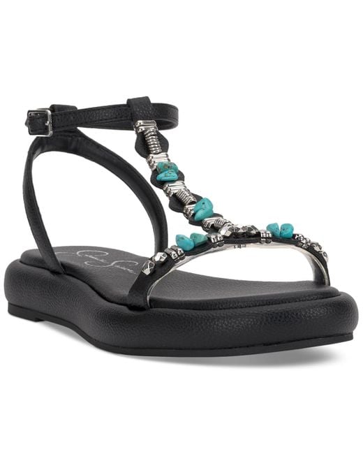 Jessica Simpson Black Eshily Bead Embellished Platform Sandals