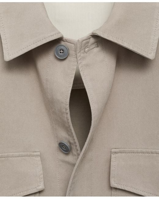 Mango White Pockets Lyocell Cotton Jacket for men