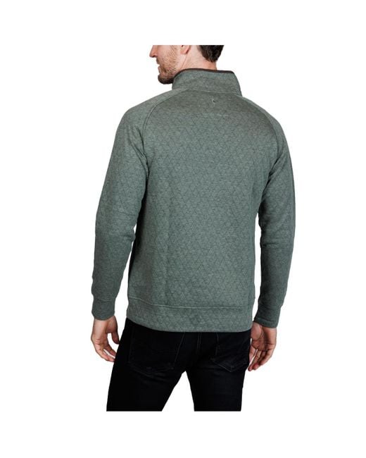 Tailorbyrd Green Hidden Snap Front Quilted Pullover for men