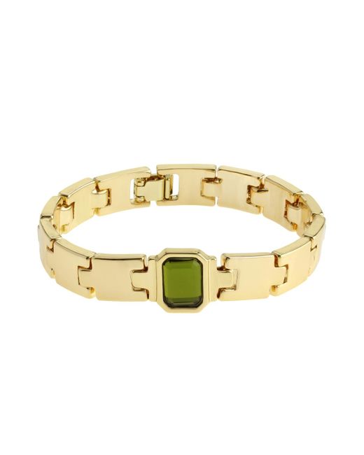 Steve Madden Metallic Olivine Gem Watch Chain Bracelet