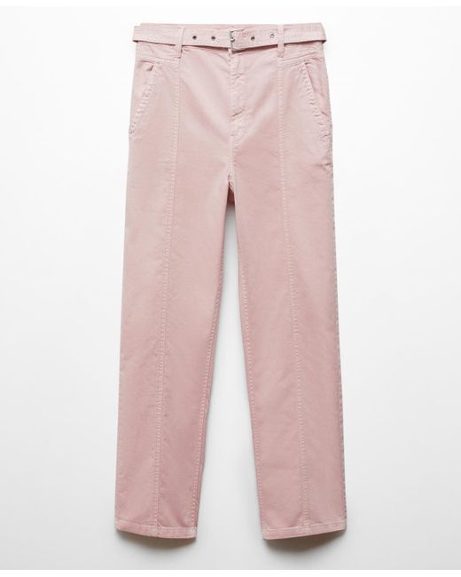 Mango Pink Straight-fit Belt Jeans
