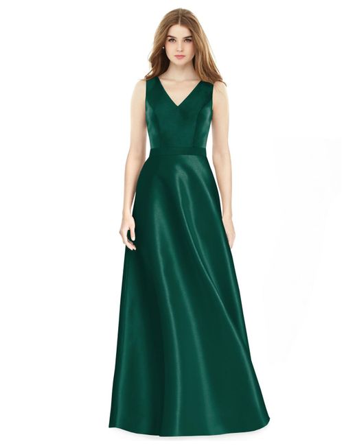 alfred sung satin a line gown