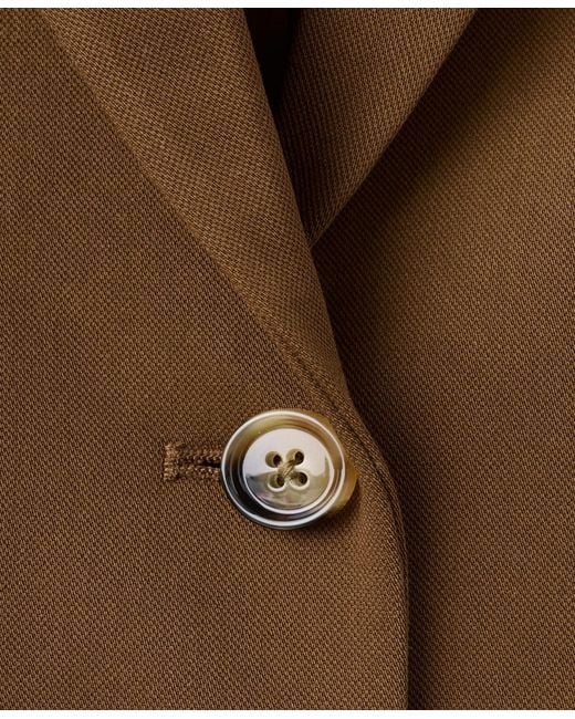 Mango Brown Flap Pockets Straight Blazer
