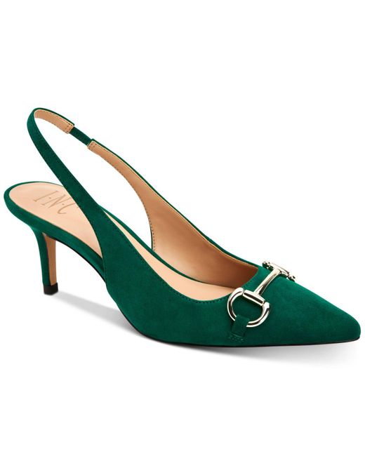 INC International Concepts Green Inc Carynn Pointed-toe Kitten Heels, Created For Macy's