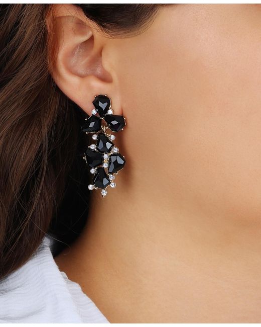 2028 Black Epoxy Multi Shape Stone Linear Earrings