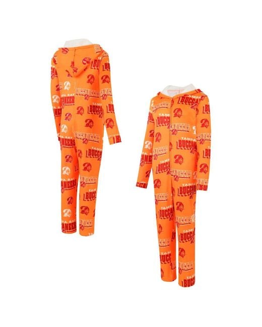 Concepts Sport Orange Tampa Bay Buccaneers Throwback Roadway Allover Print Microfleece Full-zip Union Suit