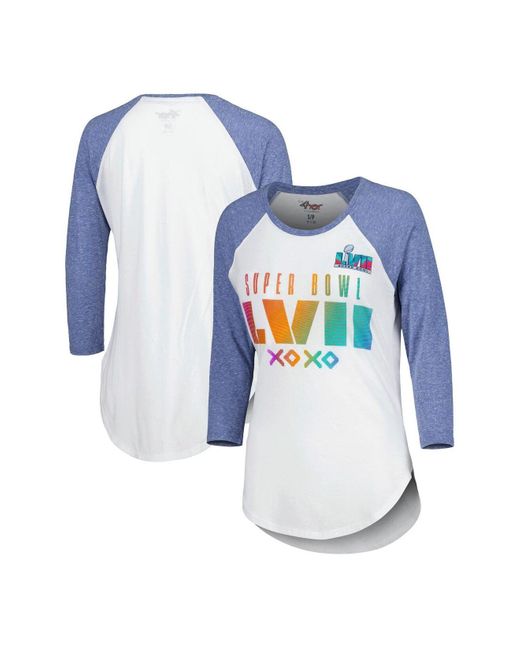 MSX by Michael Strahan Blue White Super Bowl Lvii Tailgate Raglan 3/4 Sleeve T-shirt
