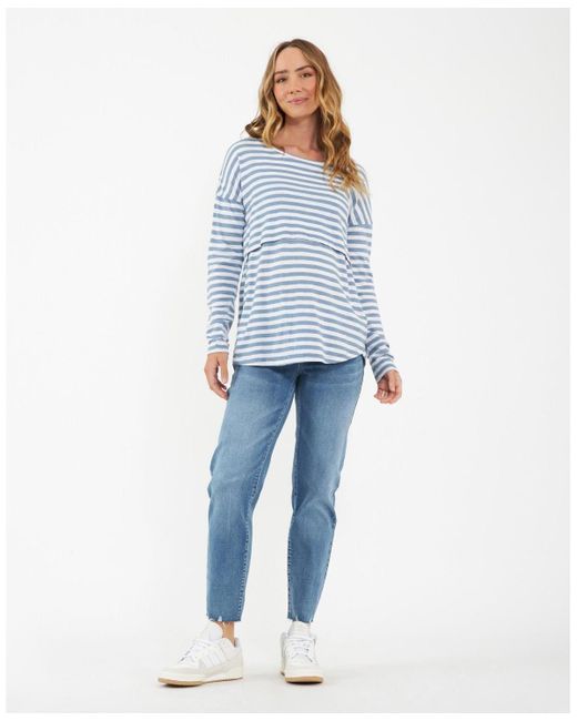 Ripe Maternity Blue Maternity Lionel Long Sleeve Nursing Tee