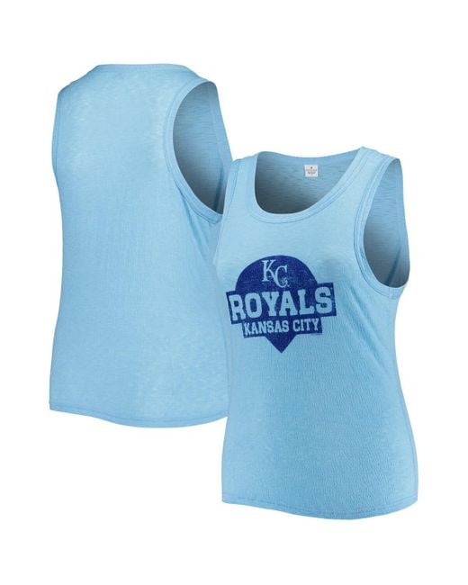 Soft As A Grape Blue Kansas City S Plus Size High Neck Tri-blend Tank Top