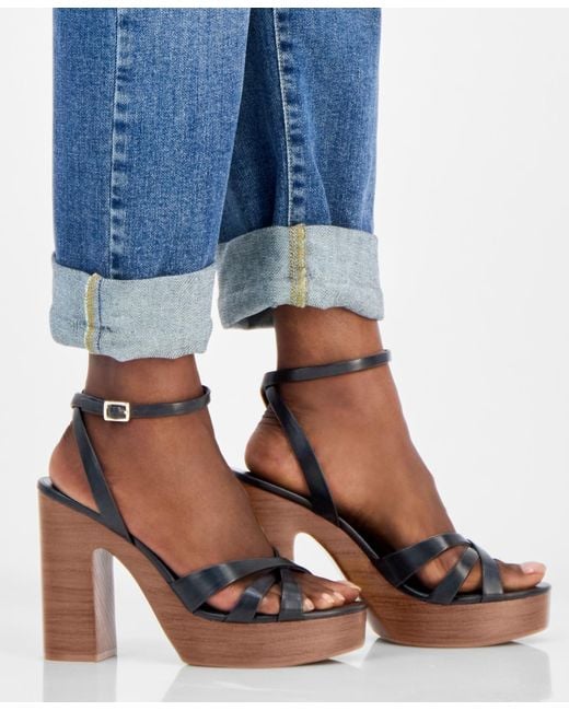 INC International Concepts Black Jacel Platform Sandals