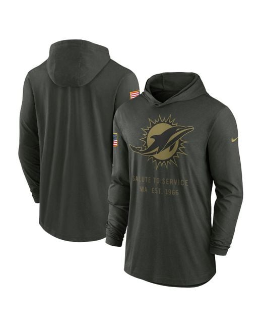 Nike Gray Miami Dolphins 2025 Salute To Service Sideline Dri-fit Lightweight Hooded Pullover Sweatshirt for men