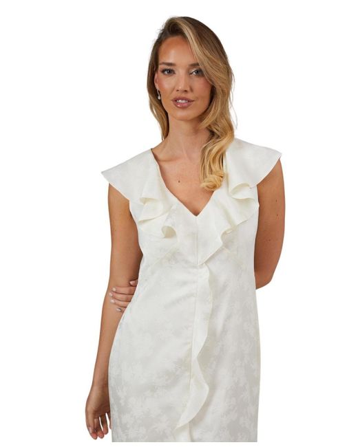 Oasis White Satin Jacquard V-neck Bridesmaid Dress