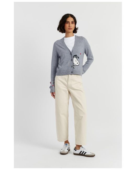 Chinti & Parker Blue Wool Cashmere Snoopy Peek Cardigan