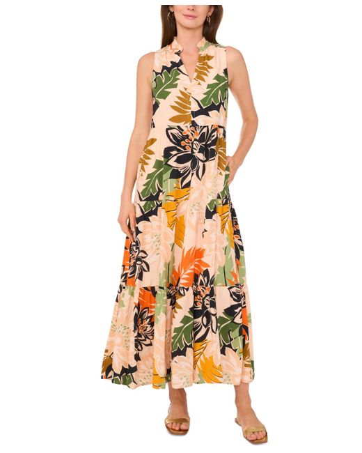 Vince Camuto Metallic Sleeveless Tiered Maxi Dress