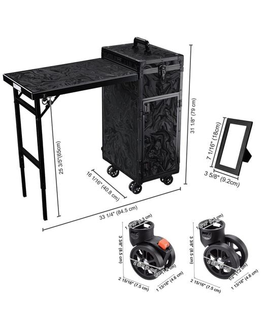 Byootique Black Rolling Makeup Case Nail Table