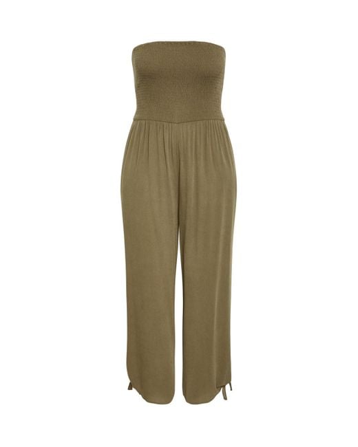 City Chic Green Plus Size Smocked Jumpsuit