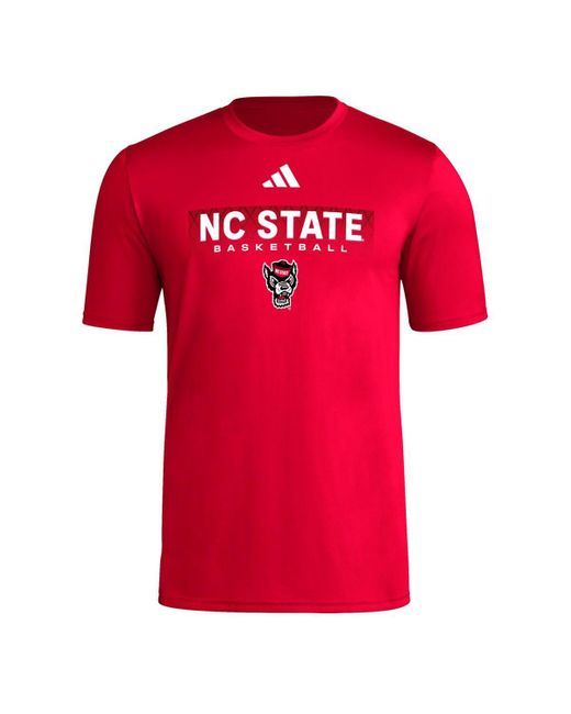 Adidas Red Nc State Wolfpack Locker On-court In The Fade Pregame Aeroready T-shirt for men