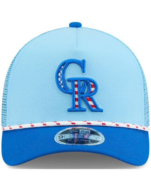 KTZ Light Blue/blue Colorado Rockies 2025 Fourth Of July 9forty A-frame M-crown Adjustable Trucker Hat for men