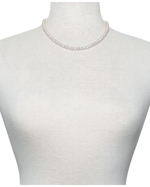Macy's Metallic White Cultured Freshwater Pearl (6mm) Necklace And Matching Stud (7-1/2mm) Earrings Set
