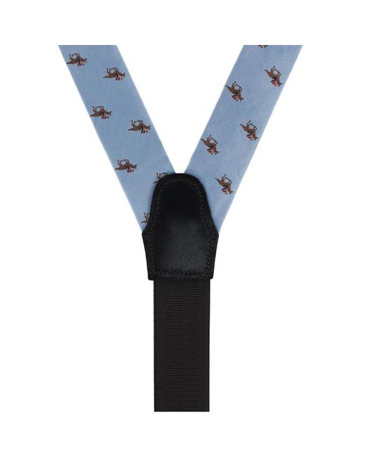 Trafalgar Blue Down The Stretch Racehorse Linen Blend Button End Suspenders for men
