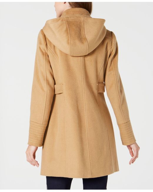 Vince Camuto Wool Hooded Walker Coat in Camel (Natural) Lyst