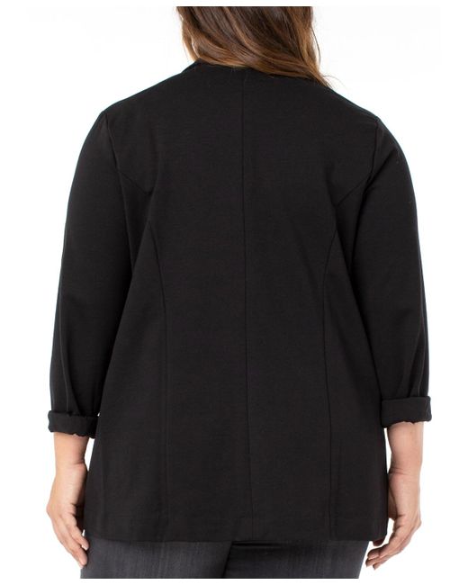Liverpool Los Angeles Black Plus Size Cuffed Open-front Blazer