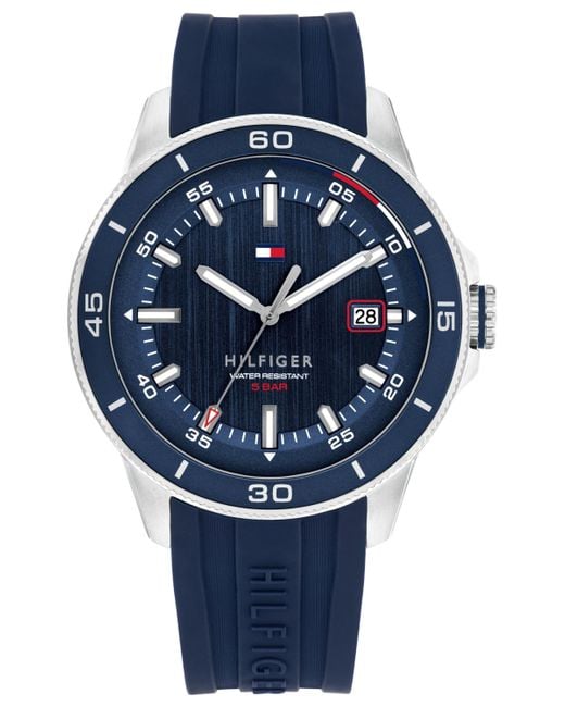 Tommy Hilfiger Blue Quartz Silicone Strap Watch for men