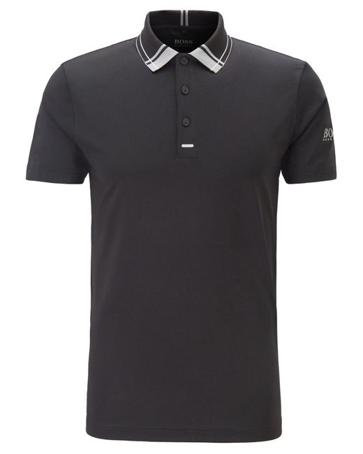 BOSS Black Slim-fit Golf Polo Shirt In Moisture-wicking Fabric for men