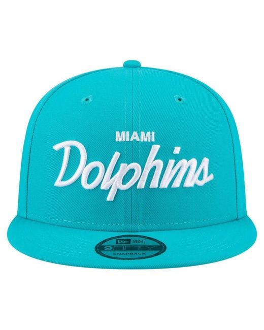 KTZ Blue Miami Dolphins Core Team Script 9fifty Snapback Hat for men