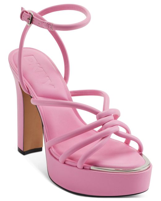DKNY Pink Delicia Strappy Knotted Platform Sandals