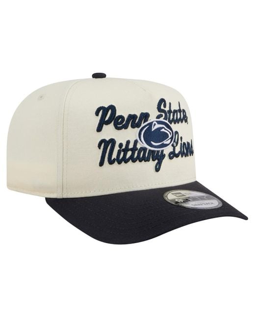 KTZ Gray Cream/navy Penn State Nittany Lions Vintage Chainstitch 9fifty A-frame Snapback Hat for men