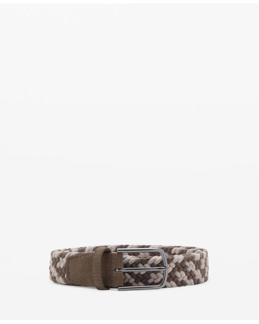 Mango White Braided Elastic Colored Belt for men