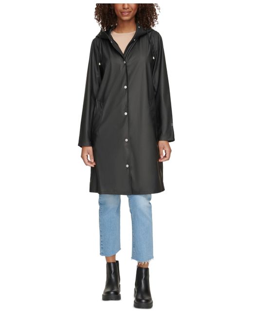 Levi's Black Long Hooded Rain Coat