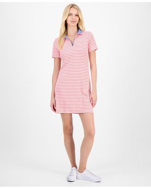 Nautica Pink Striped Polo Dress