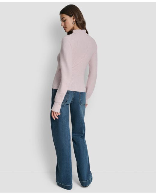 DKNY Multicolor Crewneck Blouson Sleeves Sweater