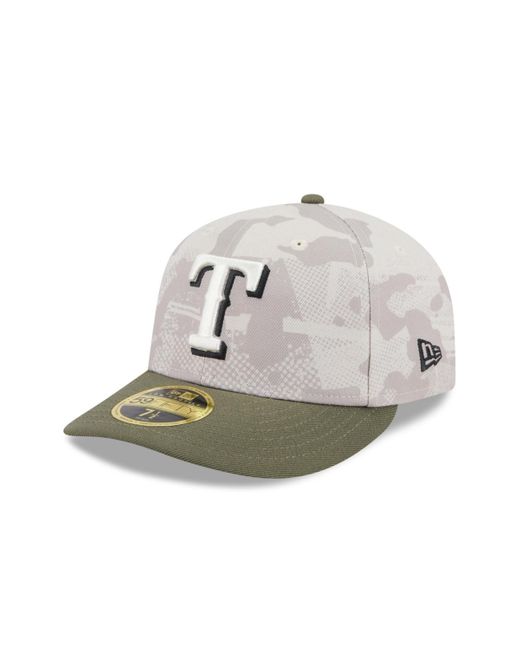 KTZ Multicolor Light Beige/olive Texas Rangers 2025 Armed Forces Day Low Profile 59fifty Fitted Hat for men